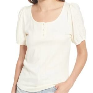 Madewell Eyelet-Sleeve Henley Top  Size Small NEW